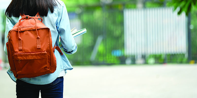Girl with backpack