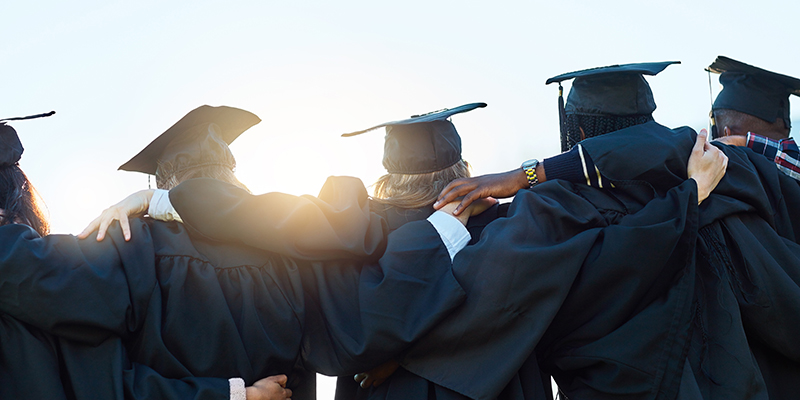 Students in graduation caps