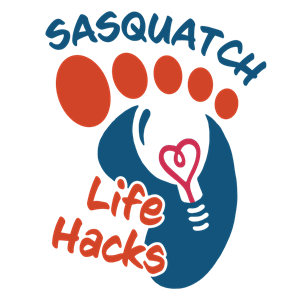 Bigfoot with Sasquatch Life Hacks around it